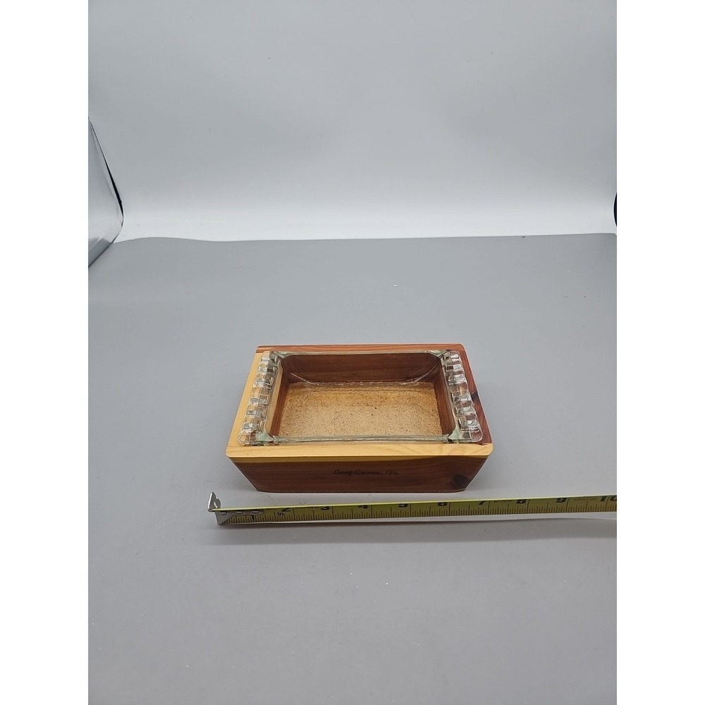 souvenir ash Luray Caverns VA wood‎ glass vintage EUC